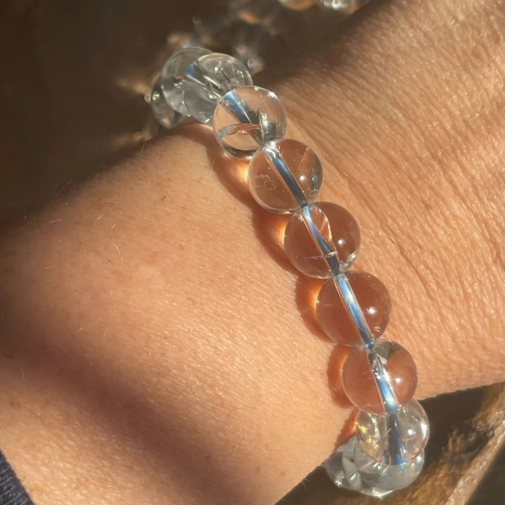 Clear Quartz Beaded Bracelet - 10.5mm bead 7.5” bracelet - Picture 2 of 3